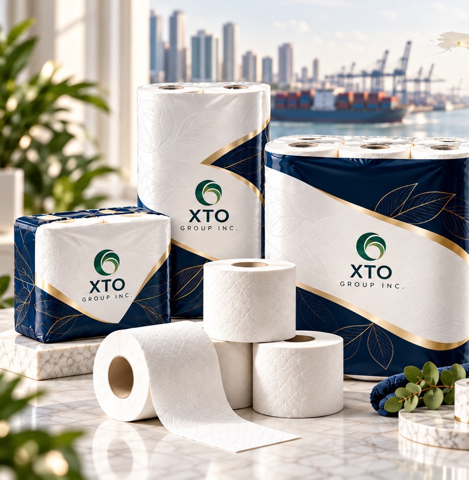 Rollos de papel sanitario institucional preparados para un programa mayorista