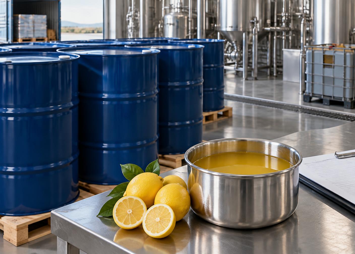 Concentré de jus de citron préparé pour l’examen des spécifications B2B